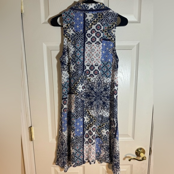 Cupio Sz M Button Down Dress Floral Patriotic July 4th Summer Sleeveless Holiday - Picture 6 of 10